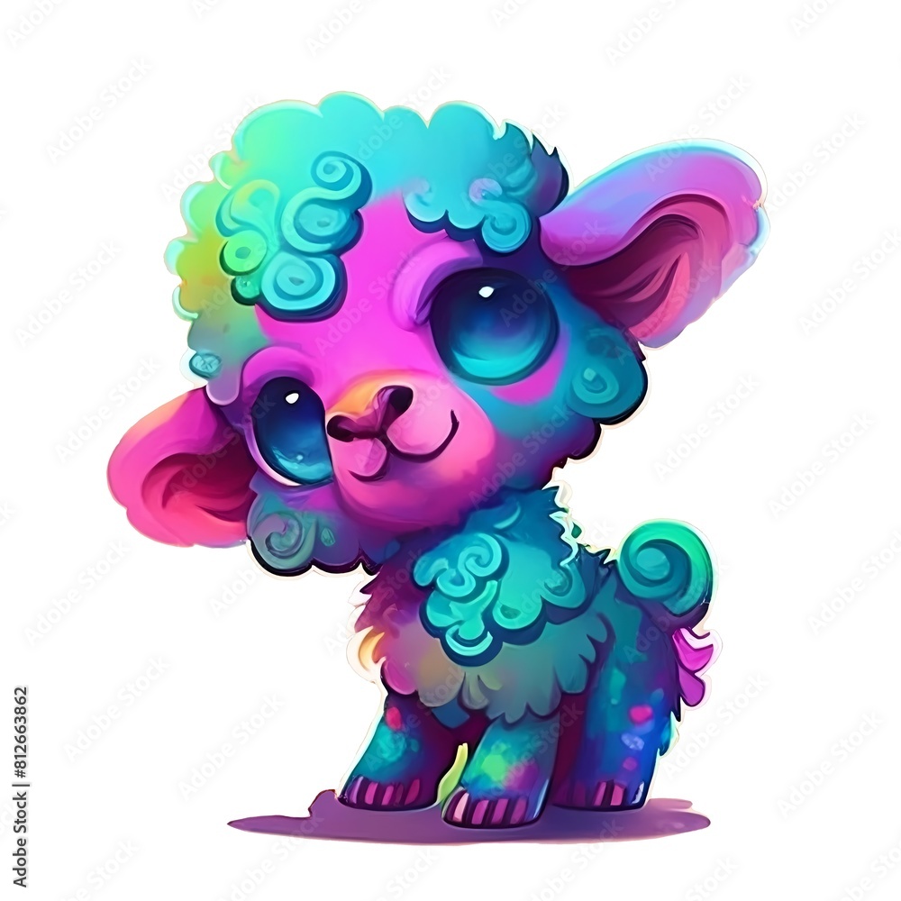 Cute rainbow sheep. Clipart is a great choice for creating cards, invitations, party supplies and decorations. AI generated.