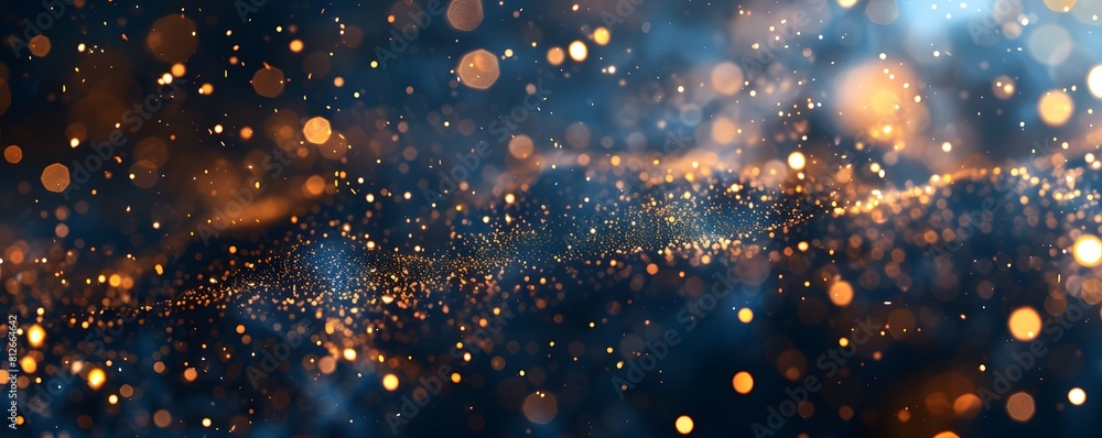 abstract background with Blue and gold particle. Christmas Golden light shine particles bokeh on navy blue background. Gold foil texture. Sparkle Texture. abstract background with Blue and gold particle. Christmas Golden light shine particles bokeh on navy blue background. Gold foil texture. Sparkle Texture.