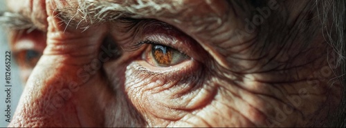 A close up face of an old man.