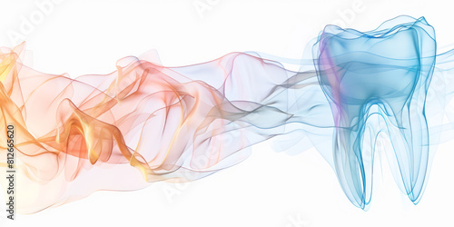 A tooth is shown in a colorful swirl of smoke