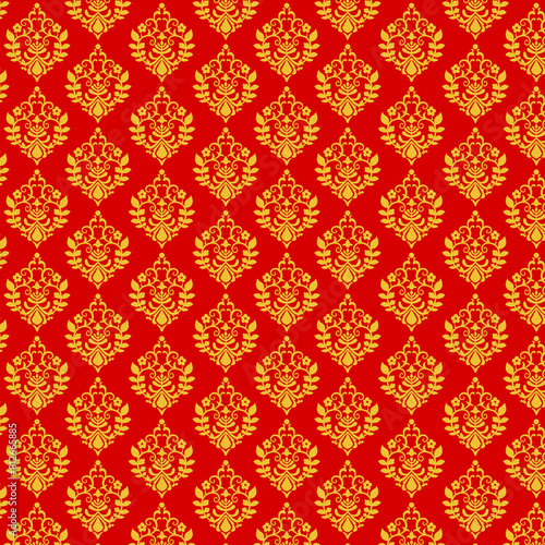 Chinese pattern, Red chinese seamless pattern, oriental background. Vector illustration