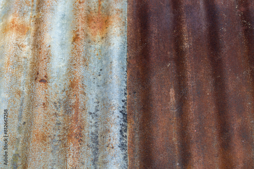 Silver old zinc roof rusted, texture background and Vertical stripes, wall zinc, two tone Silver old zinc roof rusted, texture background and Vertical stripes, wall zinc, two tone