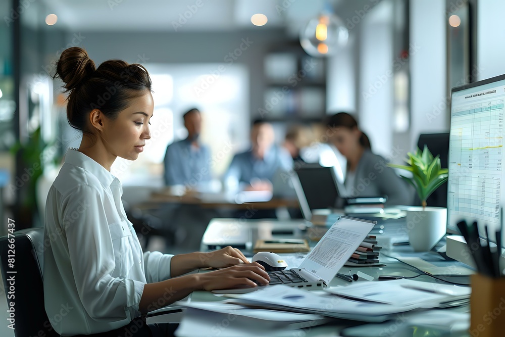 Colleagues engaging in collaborative discussions while Accounts Receivable Specialist ensures timely payments Colleagues engaging in collaborative discussions while Accounts Receivable Specialist ensures timely payments