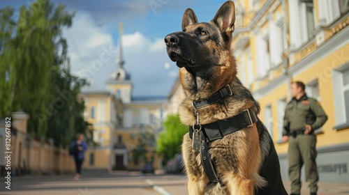 K9 dog police ready for duty at outdoor.