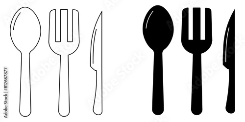 Spoon, Fork and Knife Icons  of restaurant collection In Trendy Design Vector ilustration