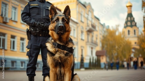 K9 dog police ready for duty at outdoor.