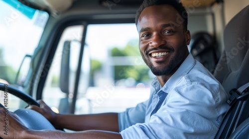 Smiling Truck Driver at Work