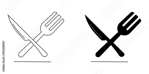 Fork and Knife Icons of restaurant collection In Trendy Design Vector ilustration photo