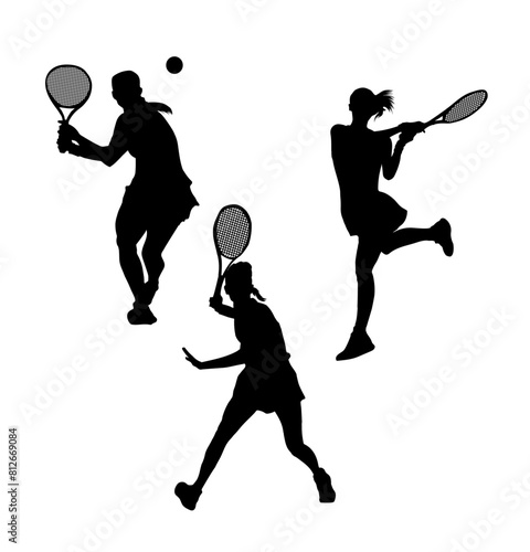 Woman playing tennis silhouette vector