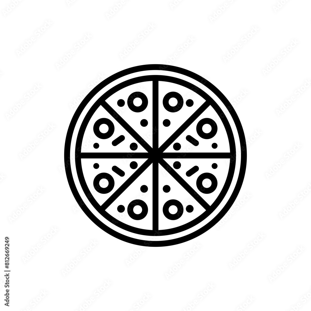 Pizza line icon. Food icon. Pizzeria icon isolated on white background. Transparent background, minimalist symbol. Vector images Pizza line icon. Food icon. Pizzeria icon isolated on white background. Transparent background, minimalist symbol. Vector images