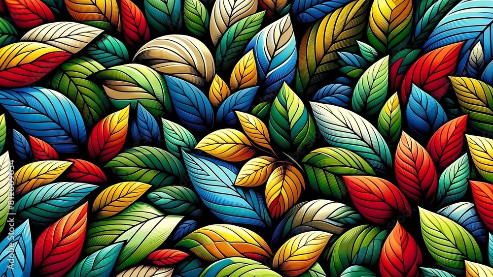 custom made wallpaper toronto digitalColorful abstract leaves background generative Ai