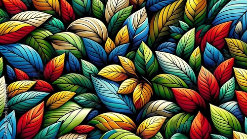 Colorful abstract leaves background generative Ai