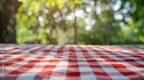 Checkered Tablecloth on Outdoor Table