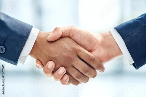 Business people, handshake and corporate deal with support for b2b merger, teamwork or hiring. Partnership, welcome and greeting for promotion interview or investment meeting, approval or networking