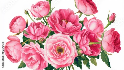 watercolor pink rose flower bouquet © Ivan