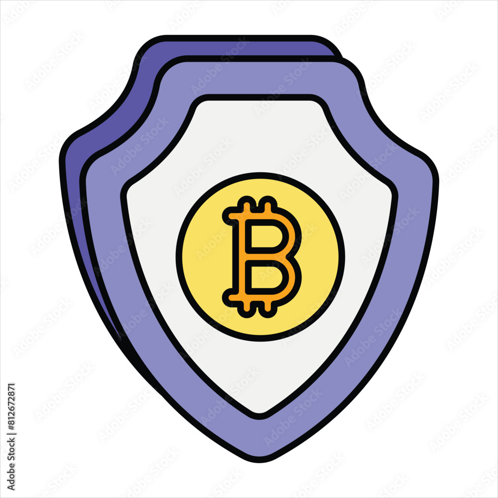 Bitcoin and Cryptocurrency Color Outline Icon Style Bitcoin and Cryptocurrency Color Outline Icon Style