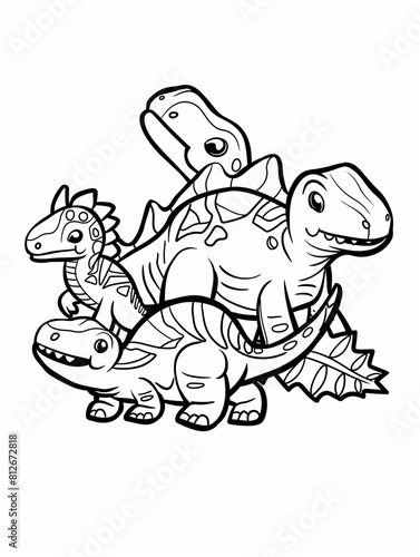 dinosaur illustration  kids coloring book  cartoon
