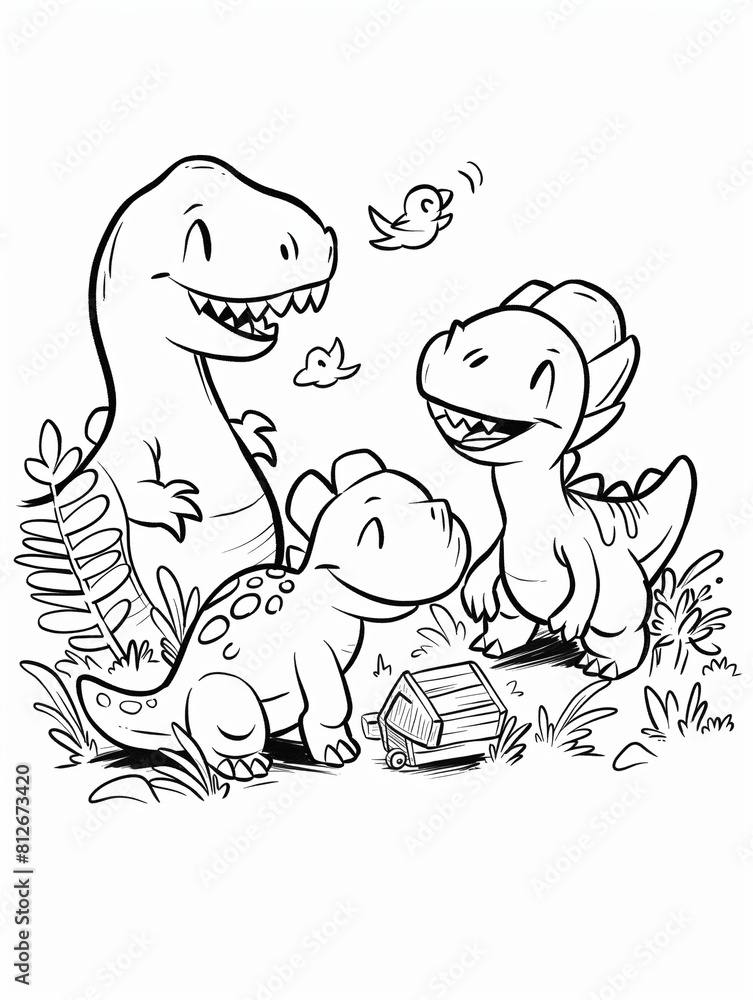 Obraz premium dinosaur adventure, fun coloring pages, fantasy