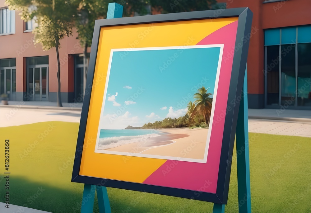 Fototapeta premium Mockup outdoor design for advertising of companies and for social media poster and banners in different sizes with elegent and attractive colours concept