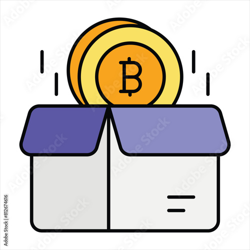 Bitcoin and Cryptocurrency Color Outline Icon Style