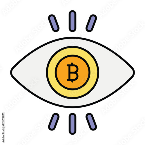 Bitcoin and Cryptocurrency Color Outline Icon Style