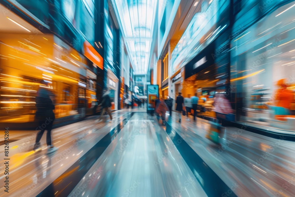 abstract motion blur of bustling modern shopping mall interior capturing dynamic energy and fastpaced lifestyle creative photography abstract motion blur of bustling modern shopping mall interior capturing dynamic energy and fastpaced lifestyle creative photography