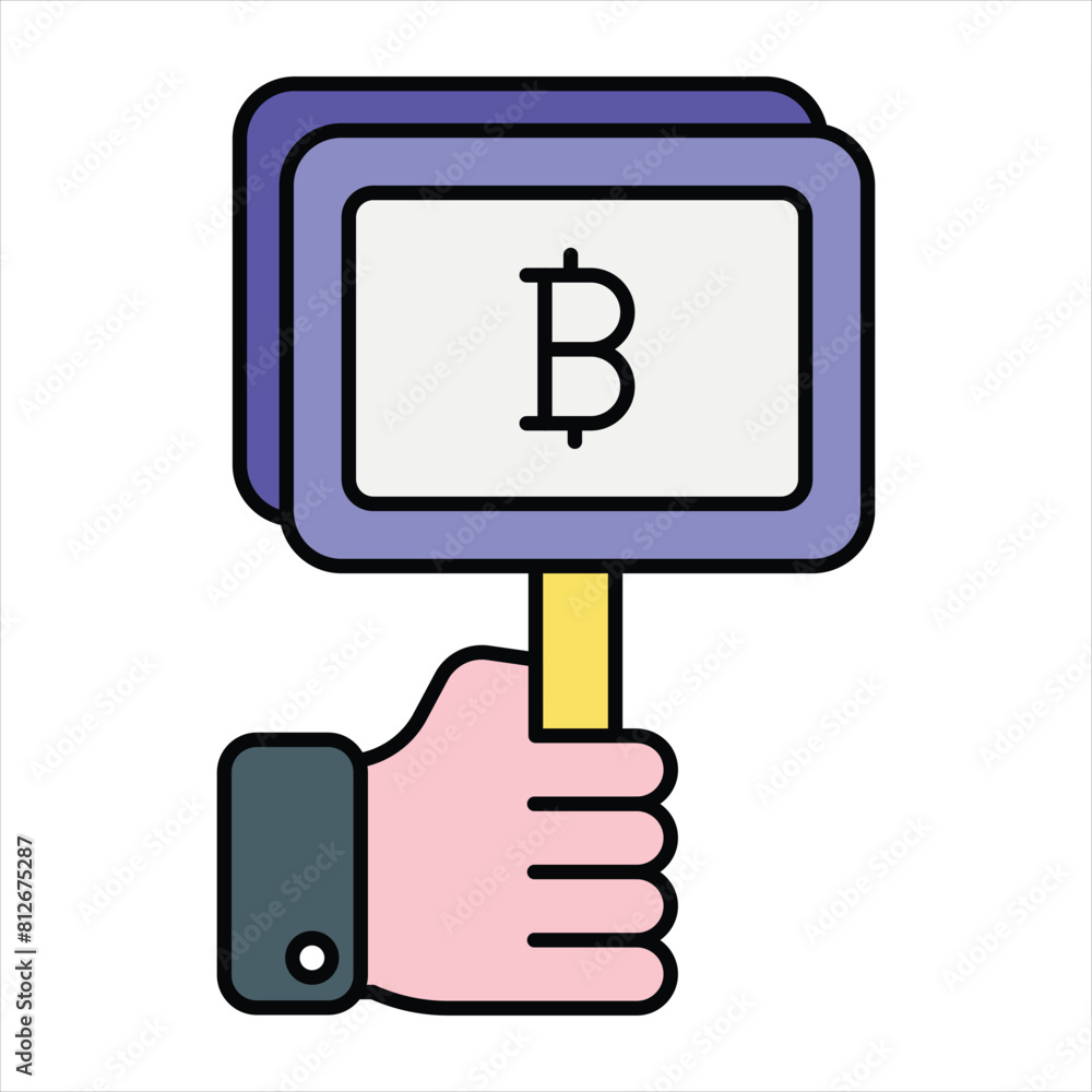 Bitcoin and Cryptocurrency Color Outline Icon Style