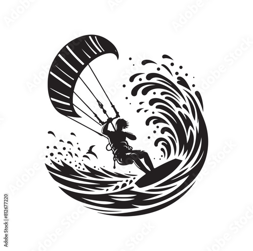 kitesurfing silhouette illustration icon