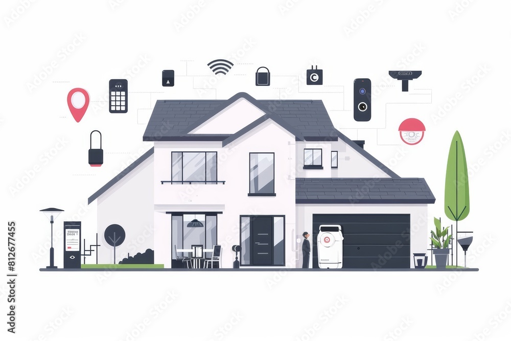 Fototapeta premium Watchful incident alerts in surveillance systems with motion detection and barrier systems ensure reliable connections for effective breach prevention.