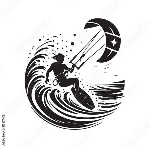 kitesurfing silhouette illustration icon