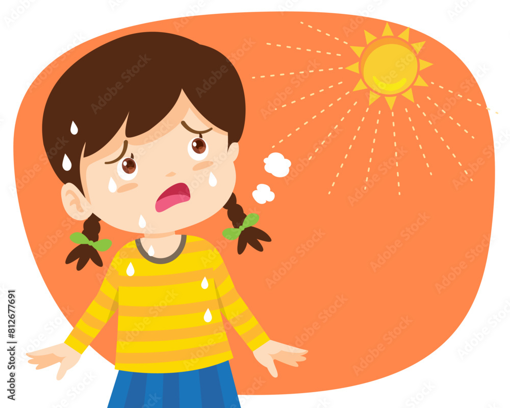 girl thirsty from heat of the summer sun