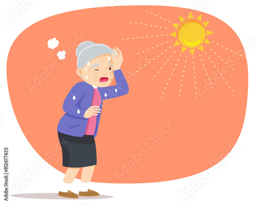 elderly thirsty from heat of the summer sun