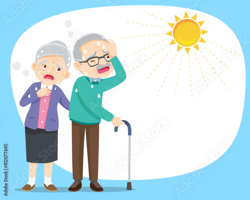 elderly thirsty from heat of the summer sun