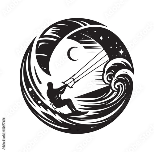 kitesurfing silhouette illustration icon