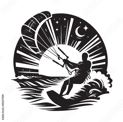 kitesurfing silhouette illustration icon