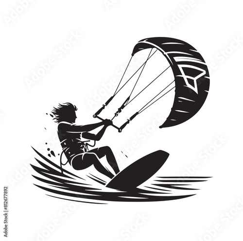 kitesurfing silhouette illustration icon
