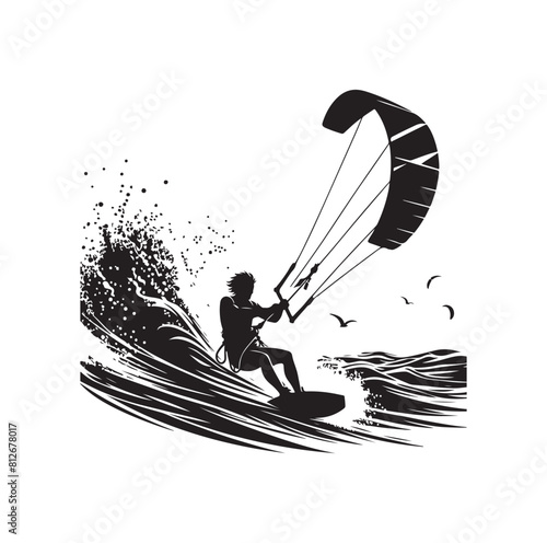 kitesurfing silhouette illustration icon