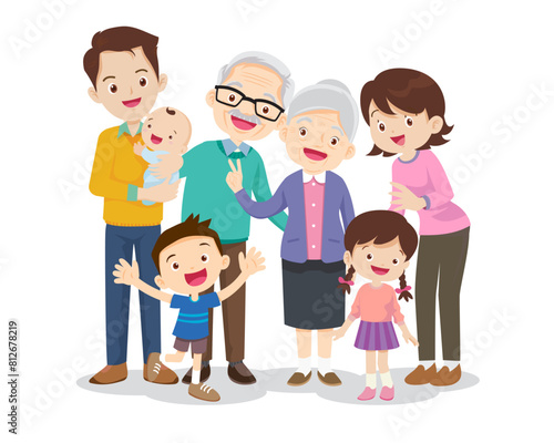 Big happy multi-generational family siblings relatives portrait
