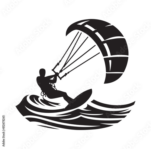 kitesurfing silhouette illustration icon