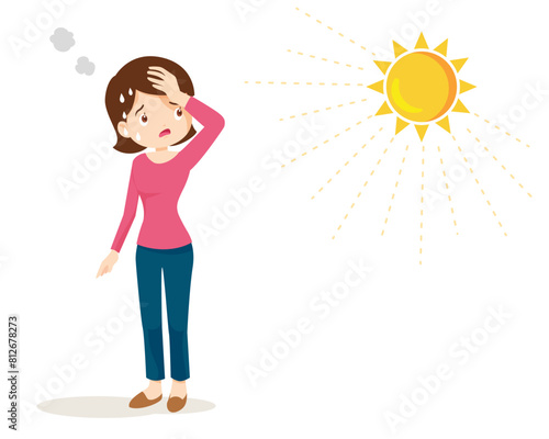 woman thirsty from heat of the summer sun