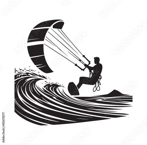 kitesurfing silhouette illustration icon