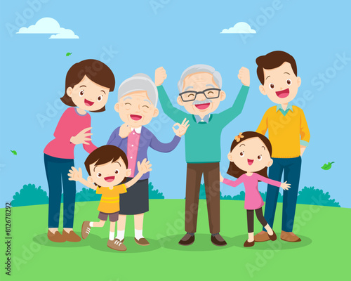Big happy multi-generational family siblings relatives portrait
