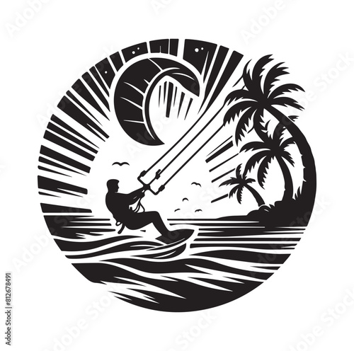 kitesurfing silhouette illustration icon