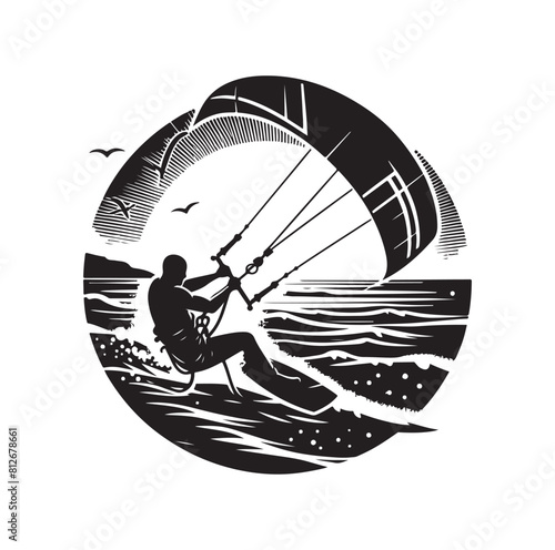 kitesurfing silhouette illustration icon