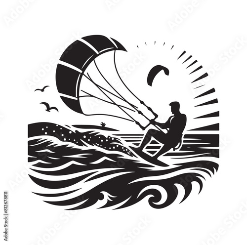 kitesurfing silhouette illustration icon