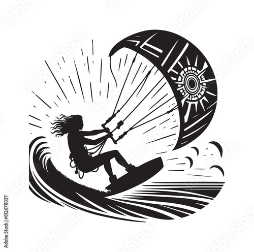 kitesurfing silhouette illustration icon