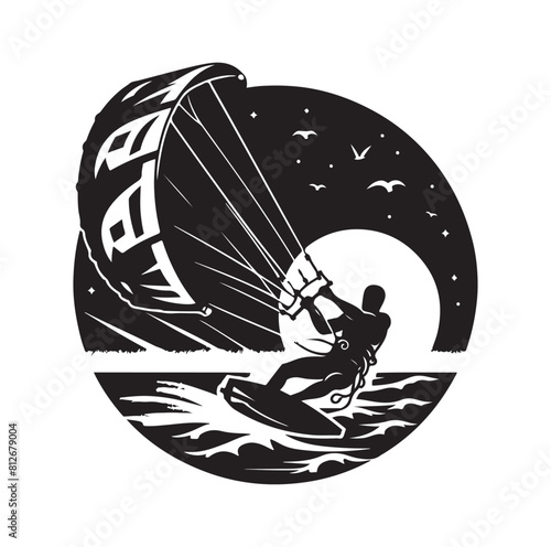 kitesurfing silhouette illustration icon