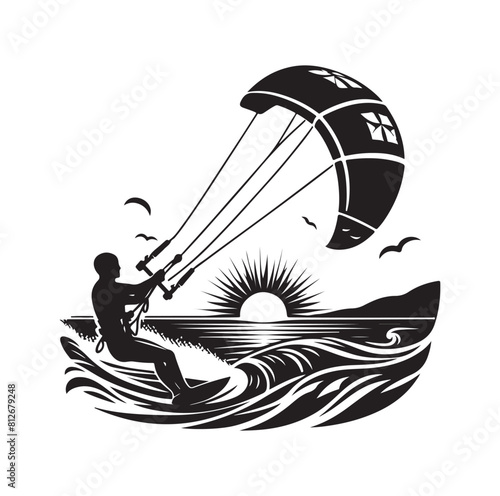 kitesurfing silhouette illustration icon