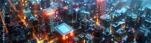 A stunning 3D model depicting a futuristic cityscape inspired by the 1910s photo