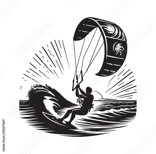 kitesurfing silhouette illustration icon